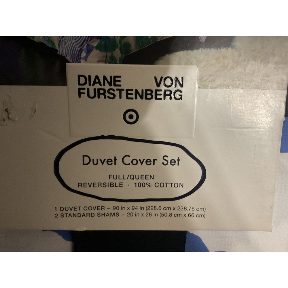 NWT Diane Von Furstenberg Duvet Cover Set Full Queen Floral Reversible - Picture 4 of 4